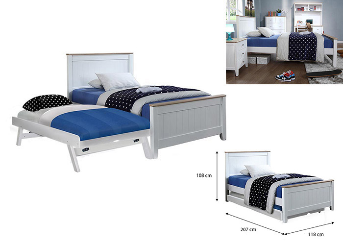 Tyler Super Single Bed Frame with Pull Out Single Raising Bed